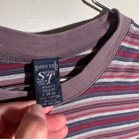 Vintage Lands’ End Super T Striped Long Sleeve Tee - Picture 3 of 8